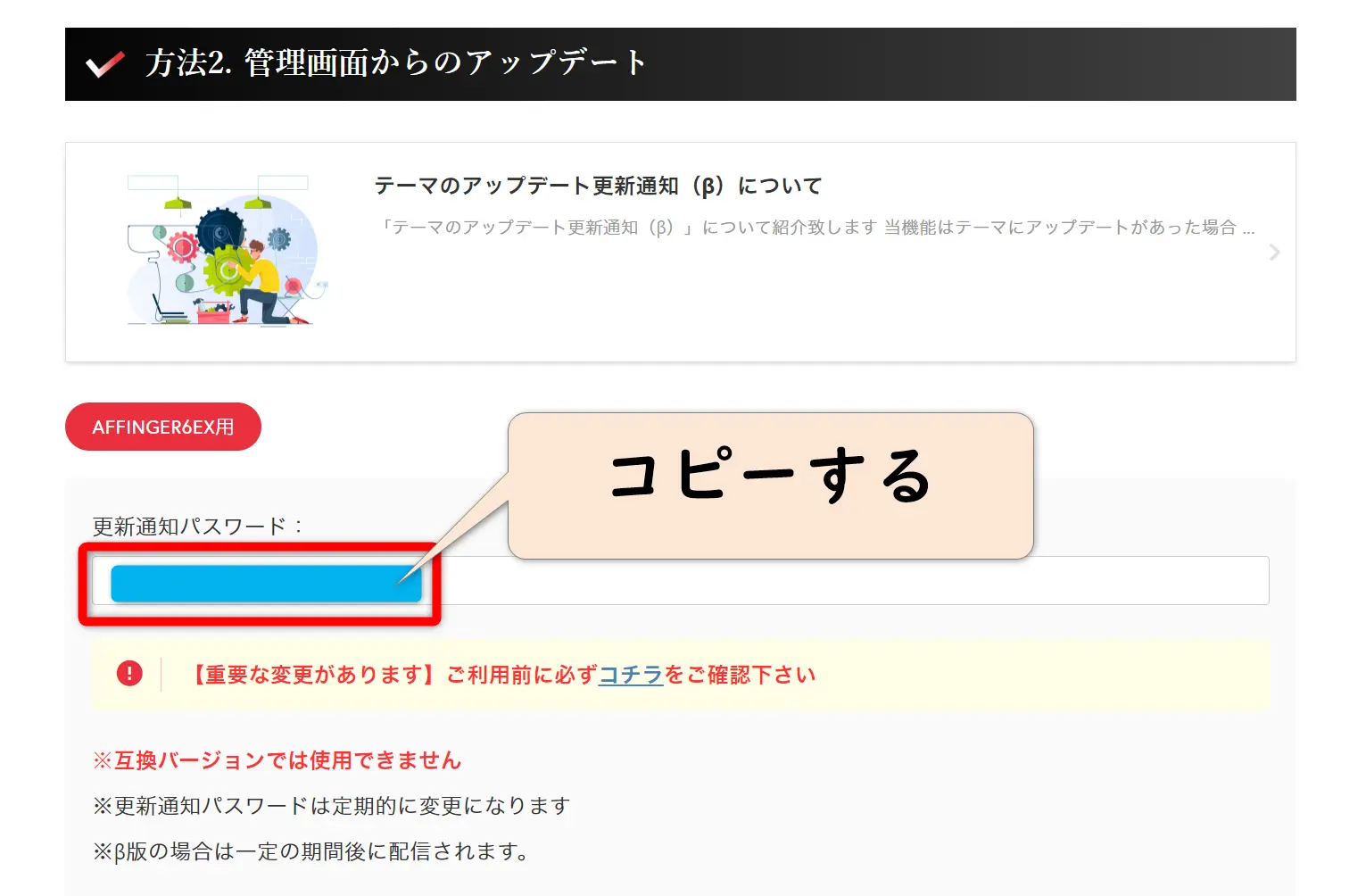 アフィンガー6の公式サイト