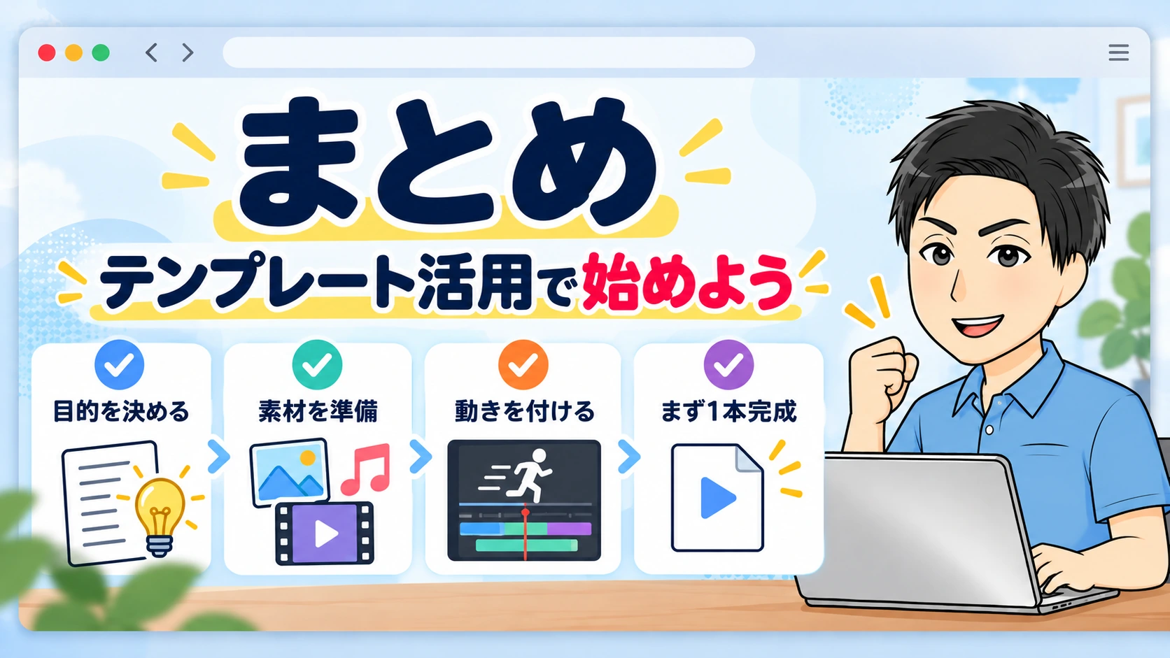 まとめ|初心者はテンプレートを活用してアニメーションを作ってみよう