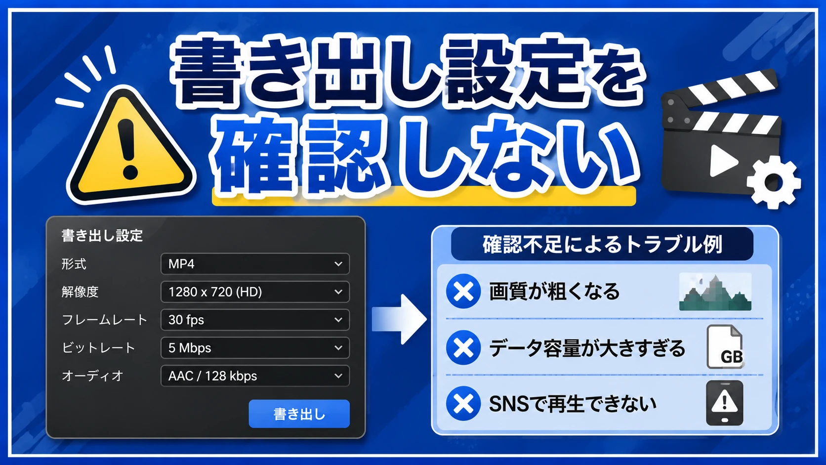 書き出し設定を確認しない