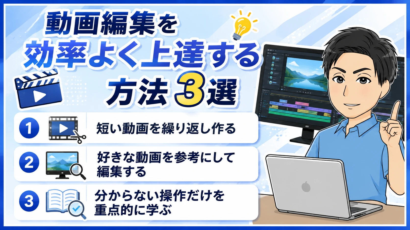 動画編集を効率よく上達する方法3選