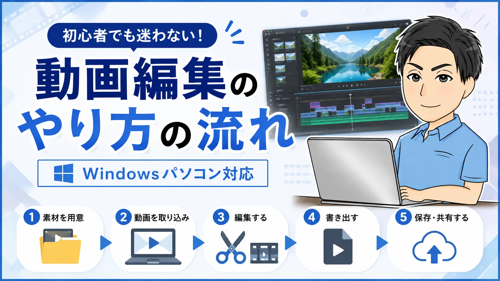 動画編集のやり方の流れ【Windowsパソコン対応】
