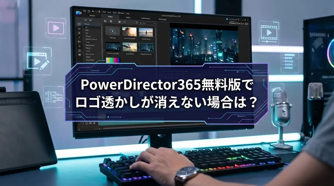 PowerDirector365無料版でロゴ透かしが消えない場合は？