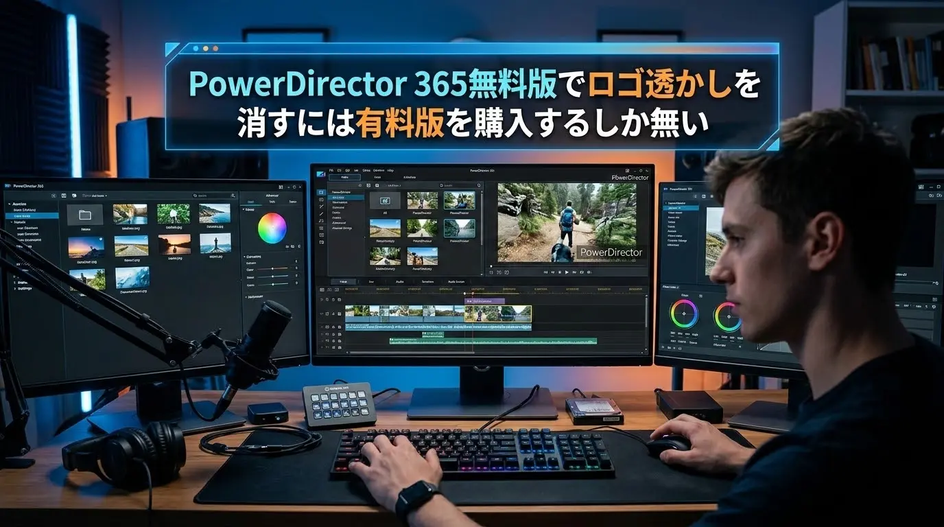 PowerDirector365無料版でロゴ透かしを消すには有料版を購入するしか無い
