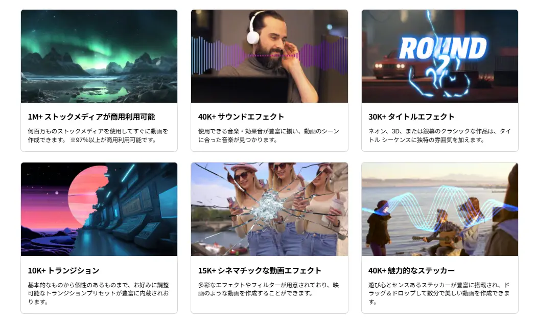 クリエイティブアセットで使える素材