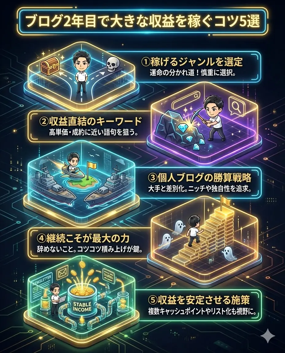 ブログ2年目で大きな収益を稼ぐコツ5選