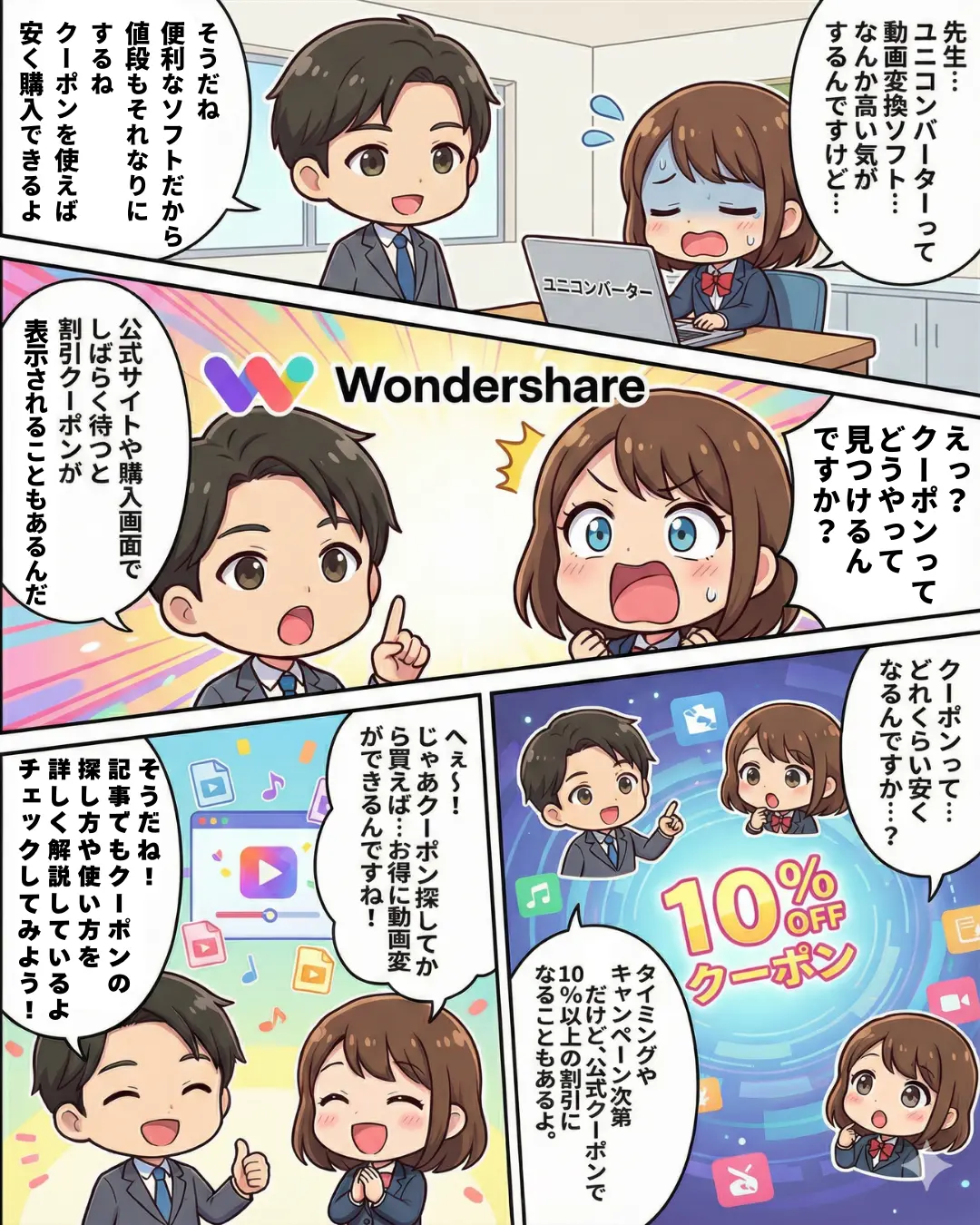 UniConverterのクーポン4コマ漫画