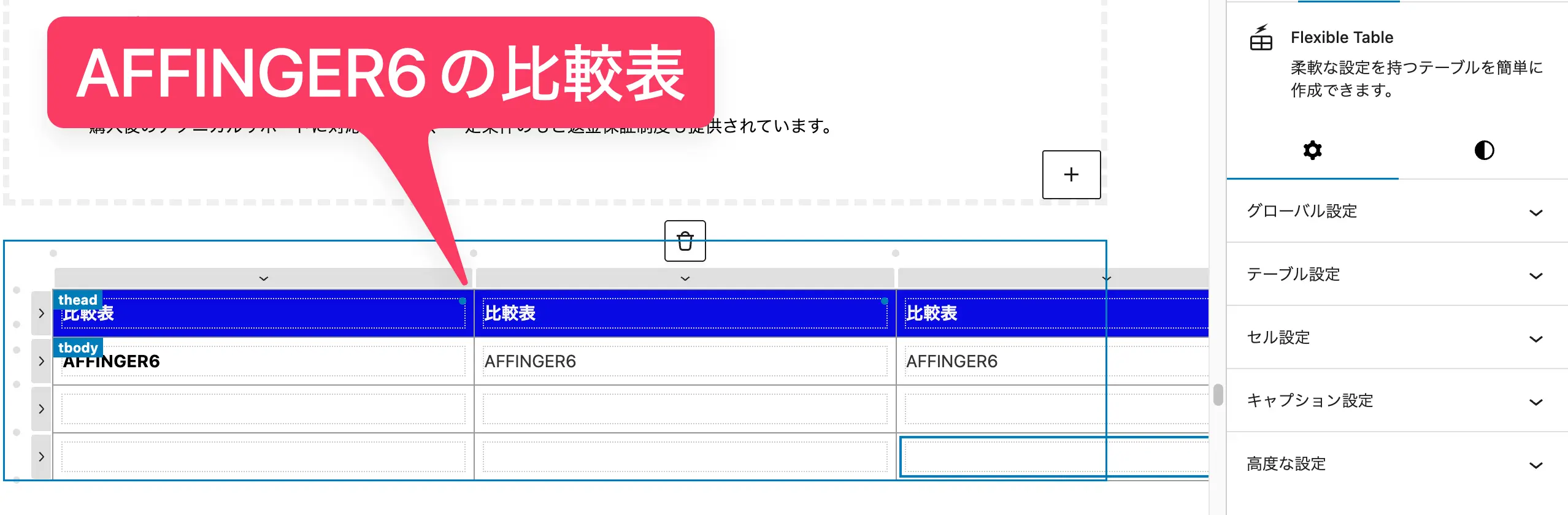 AFFINGER6の比較表