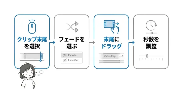 PowerDirectorで動画を黒くフェードアウトするには?