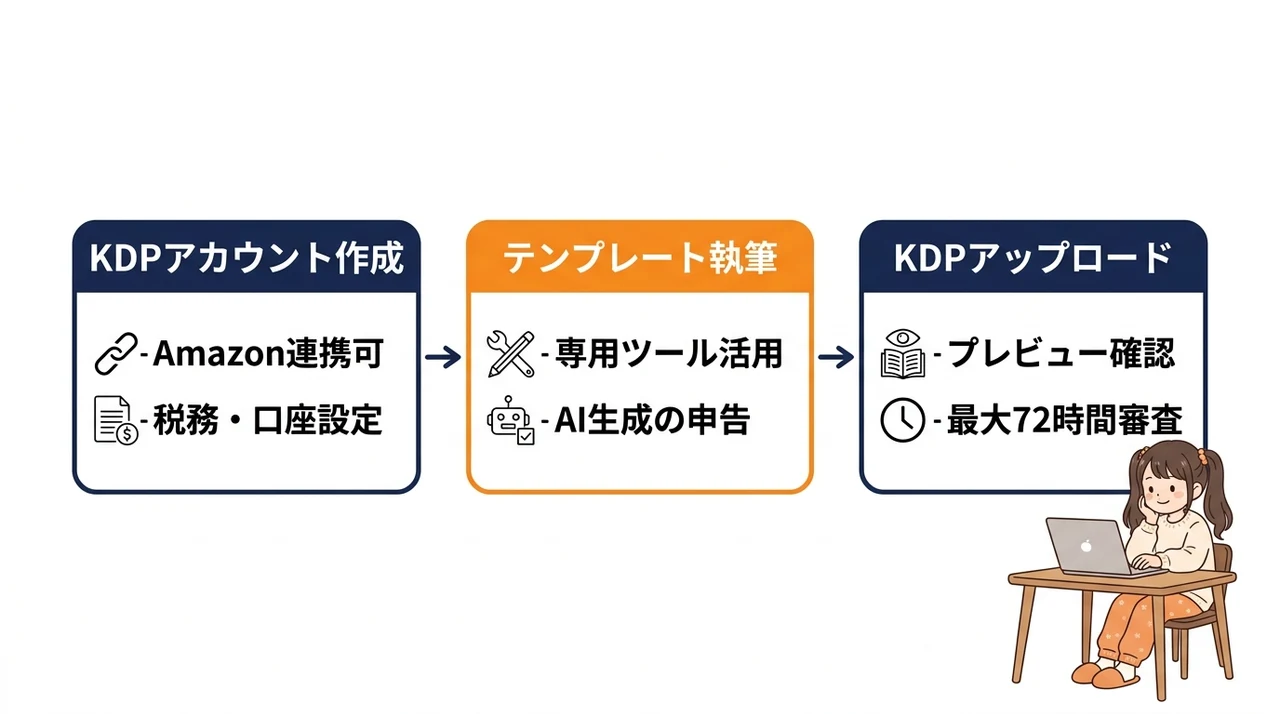 Kindleで自費出版を始める方法3ステップ