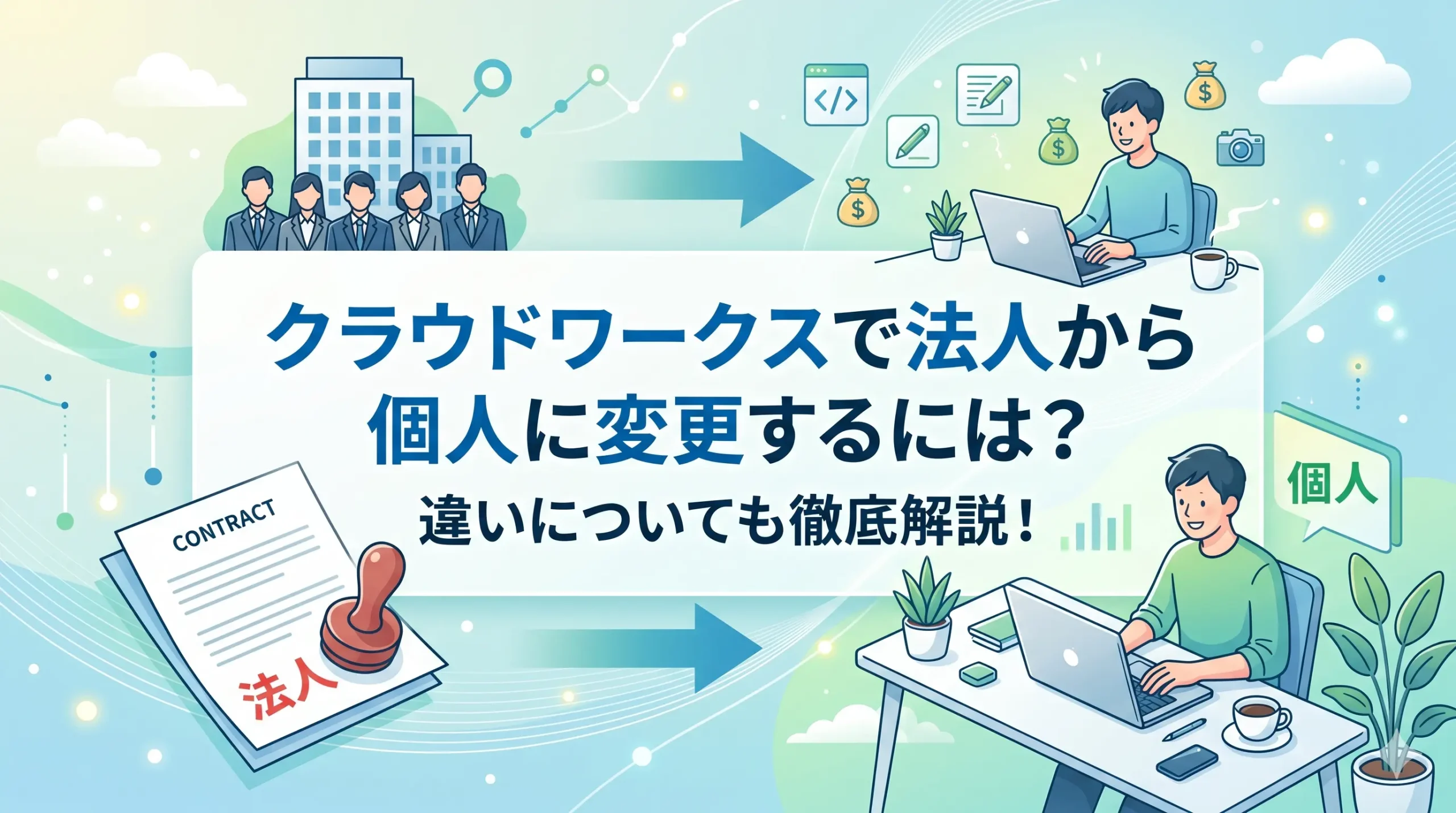 クラウドワークスで法人から個人に変更するには？違いについても徹底解説！
