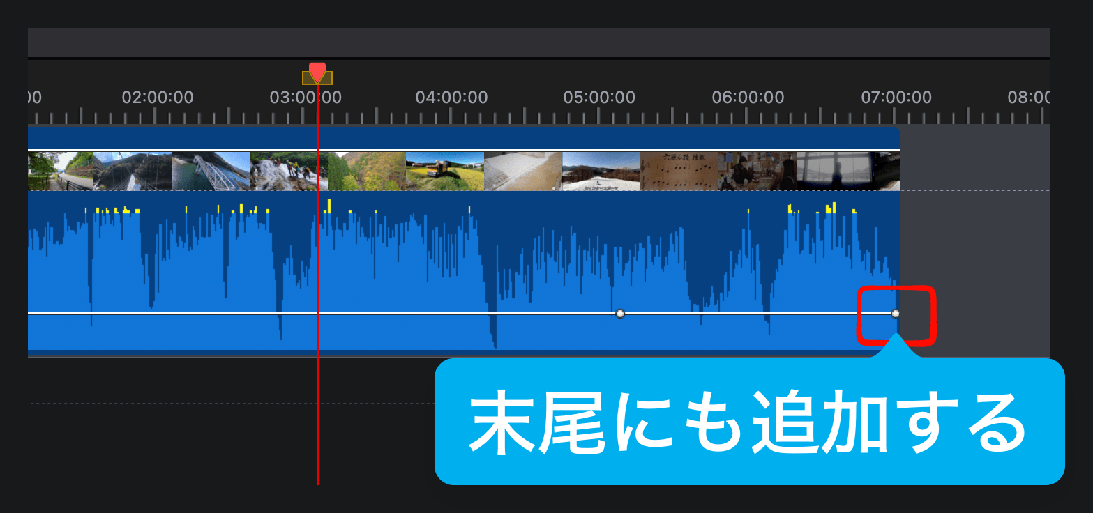 PowerDirectorで動画の末尾にキーフレームを追加する方法