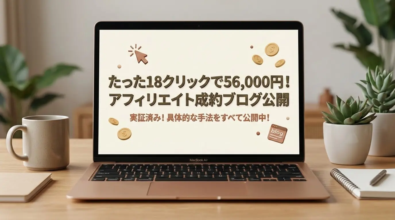 たった18クリックで56,000円のアフィリエイト案件を成約したブログを公開！