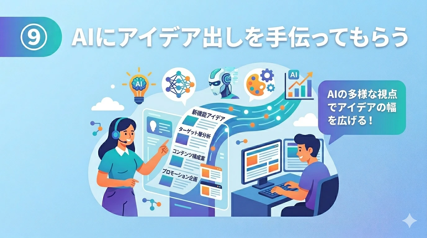 AIを使う男性と、情報を見る女性