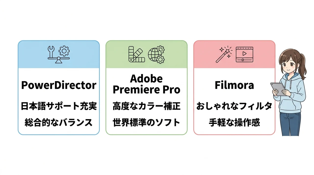 PowerDirectorの他におすすめの動画編集ソフトはある?