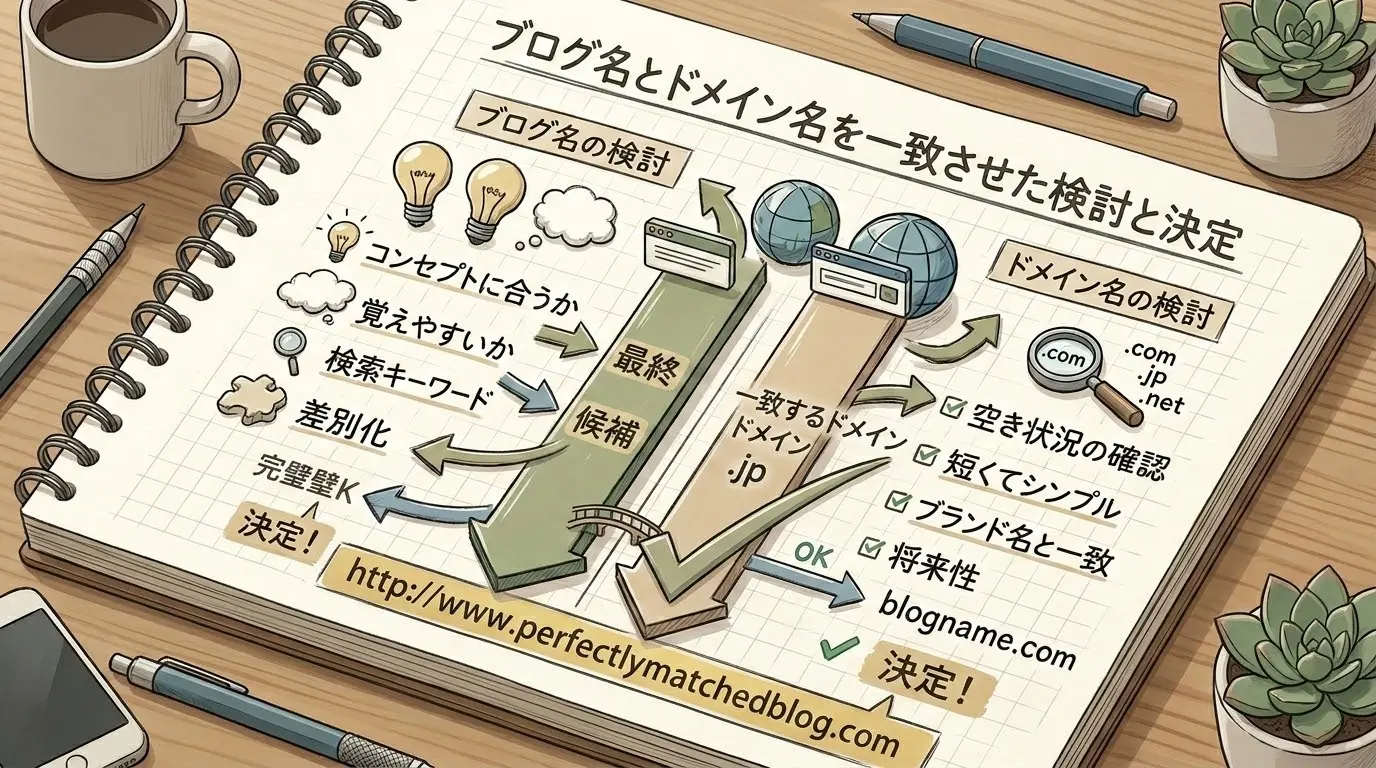 ブログ名とドメイン名を一致させた