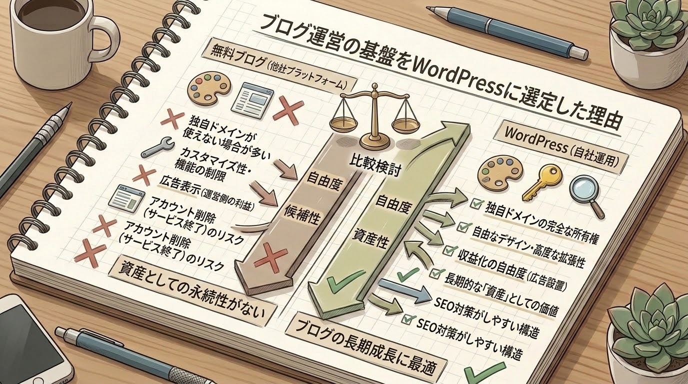 無料ブログではなく「WordPress」を開設した
