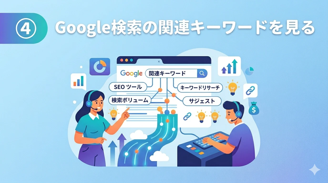 関連キーワードを調べる男女