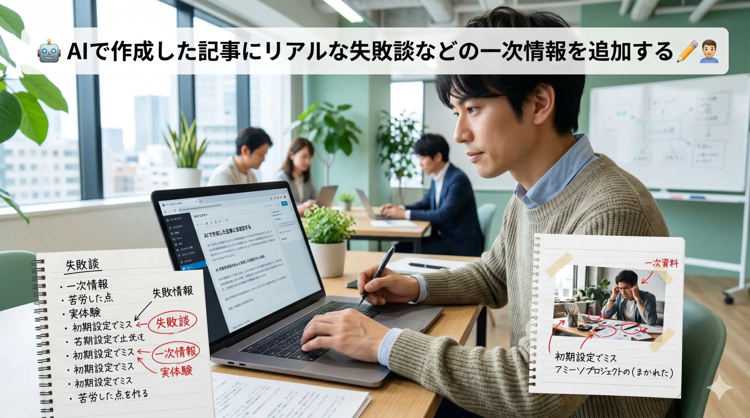 AIで作成した記事にリアルな失敗談などの一次情報を追加する