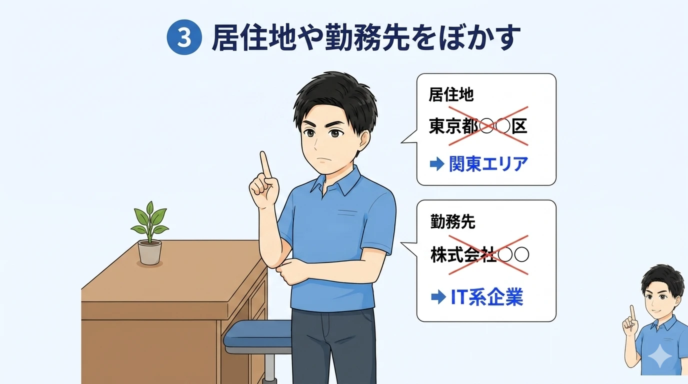 ブログで居住地や勤務先をぼかすおか君