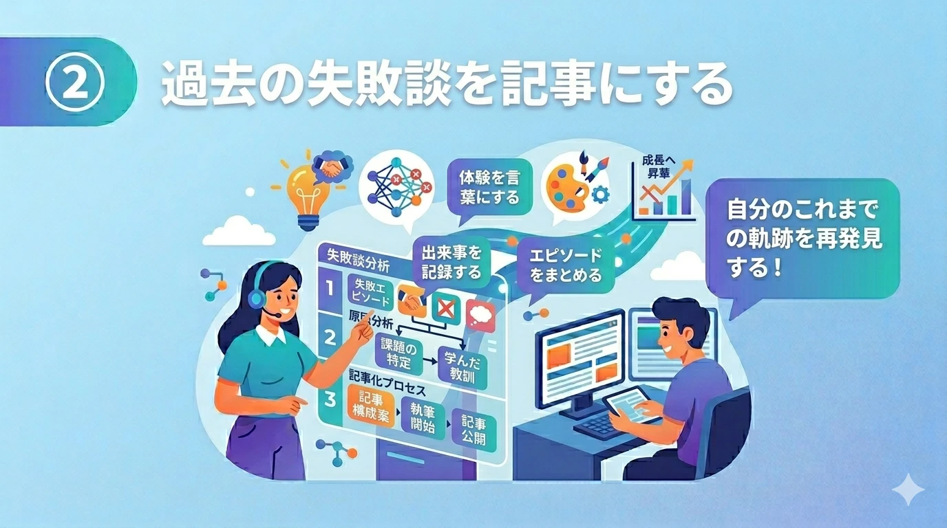 過去の失敗経験を書き出す男女