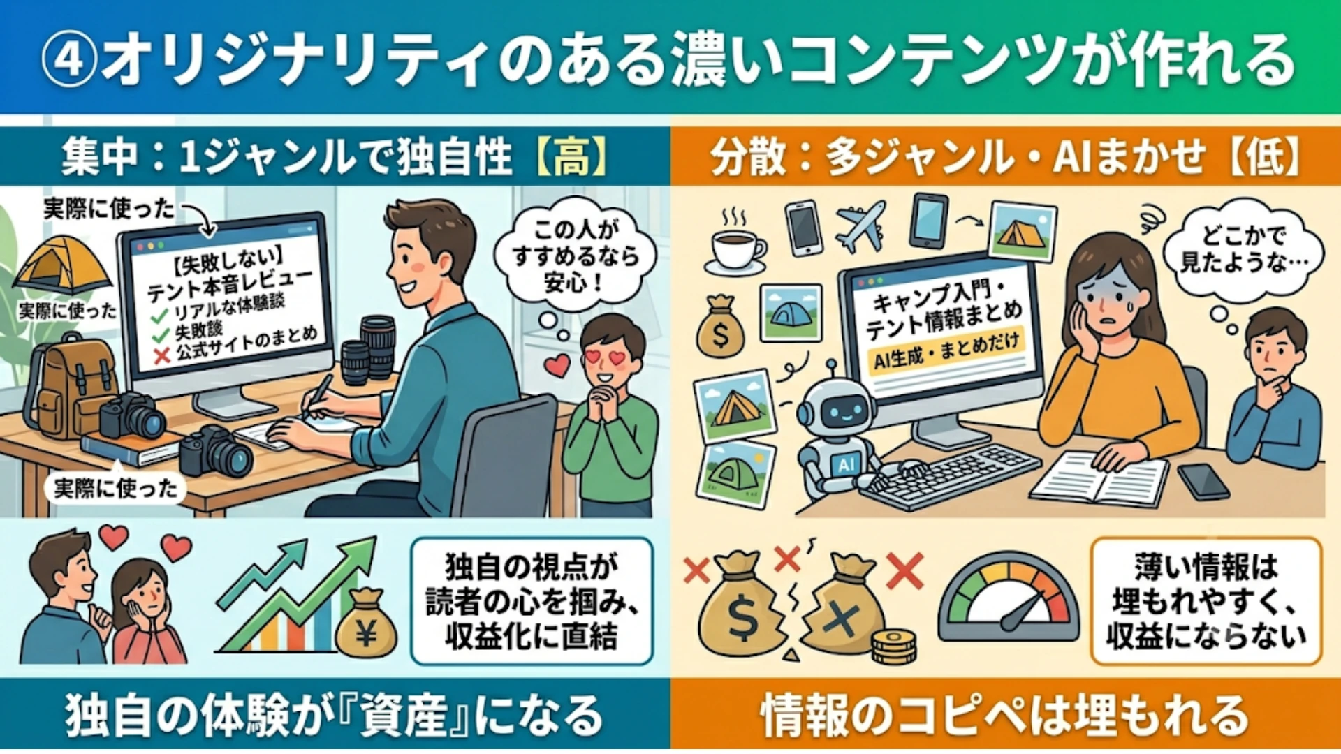 オリジナリティのある濃いコンテンツが作れるから