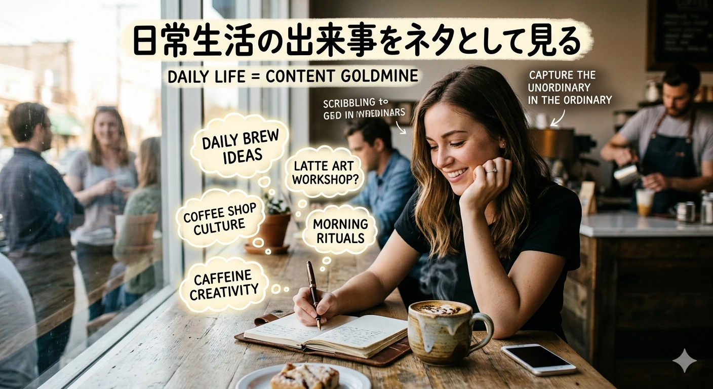 ノートに日常の出来事書き留める女性