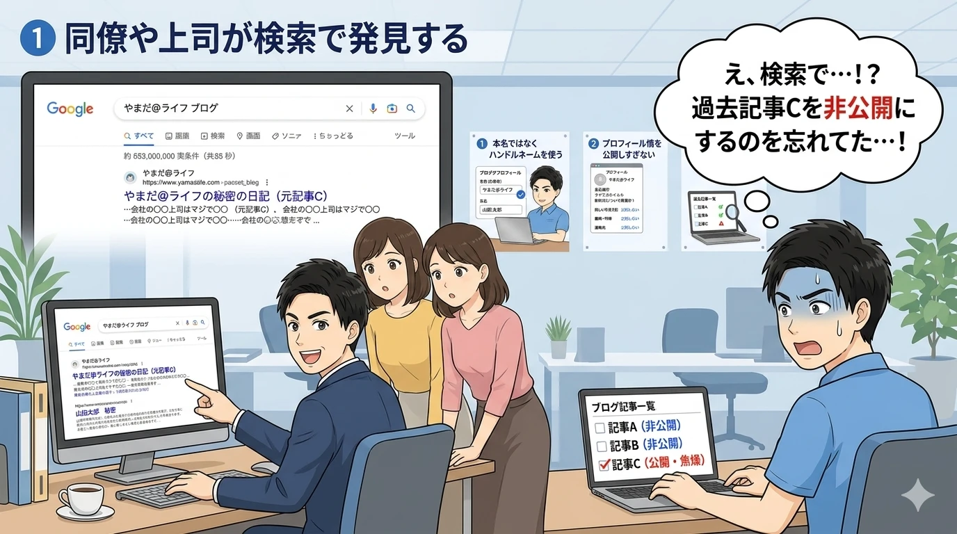 上司同僚にブログがバレる瞬間