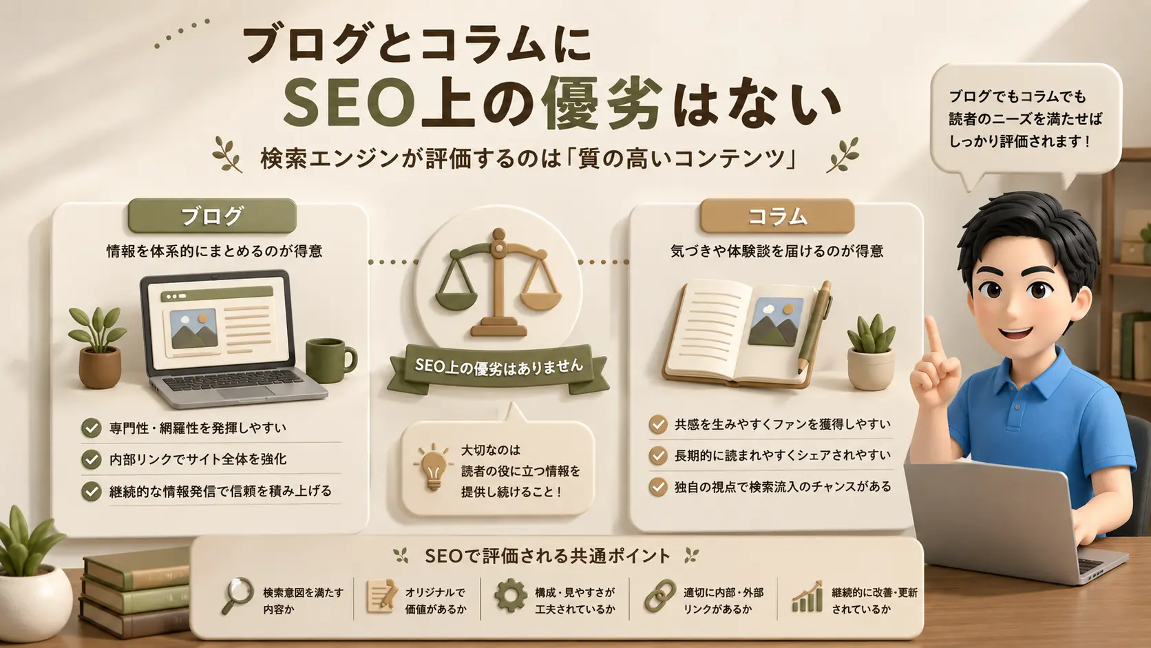 ブログとコラムにSEO上の優劣はない