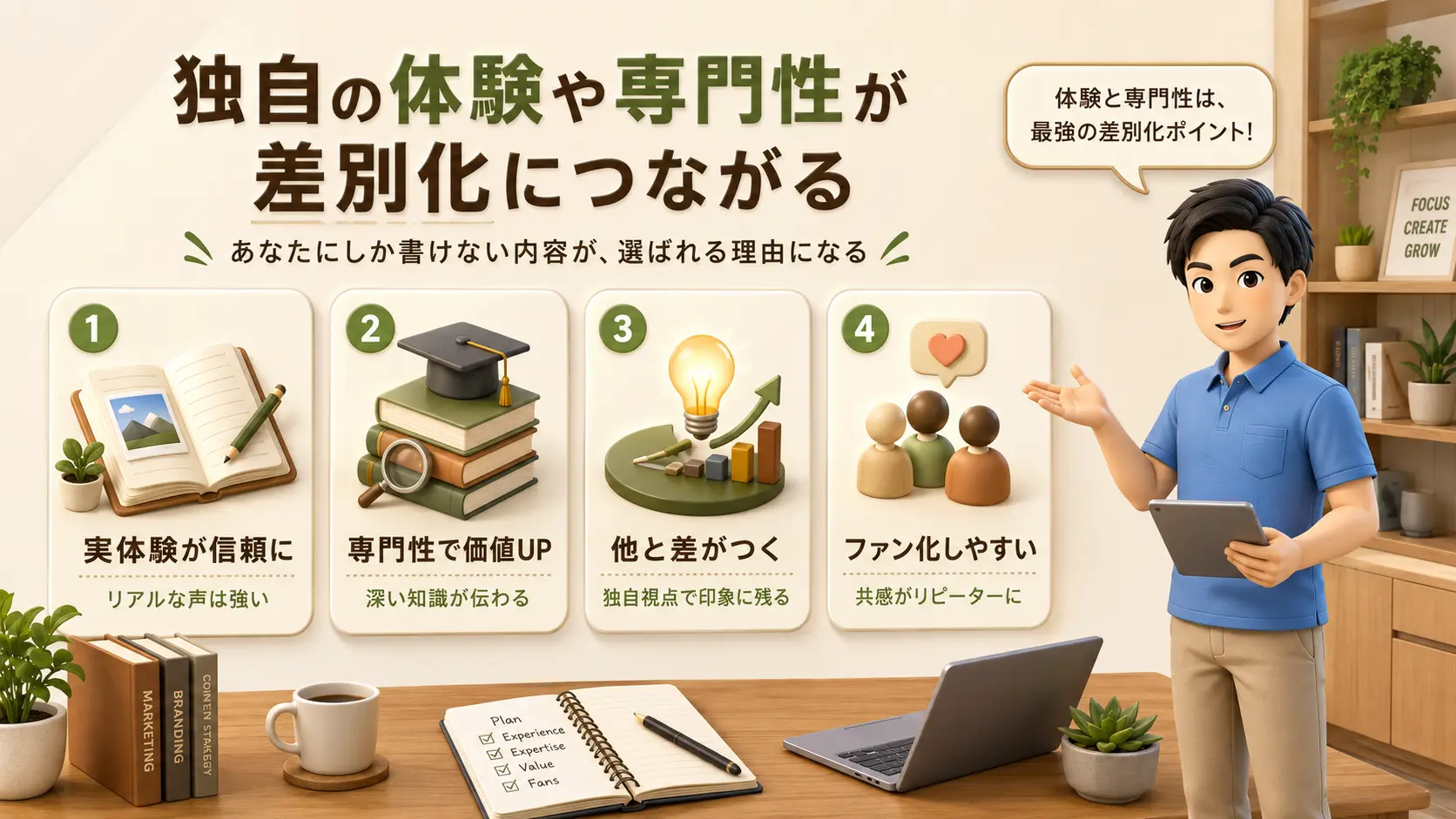 独自の体験や専門性が差別化につながる