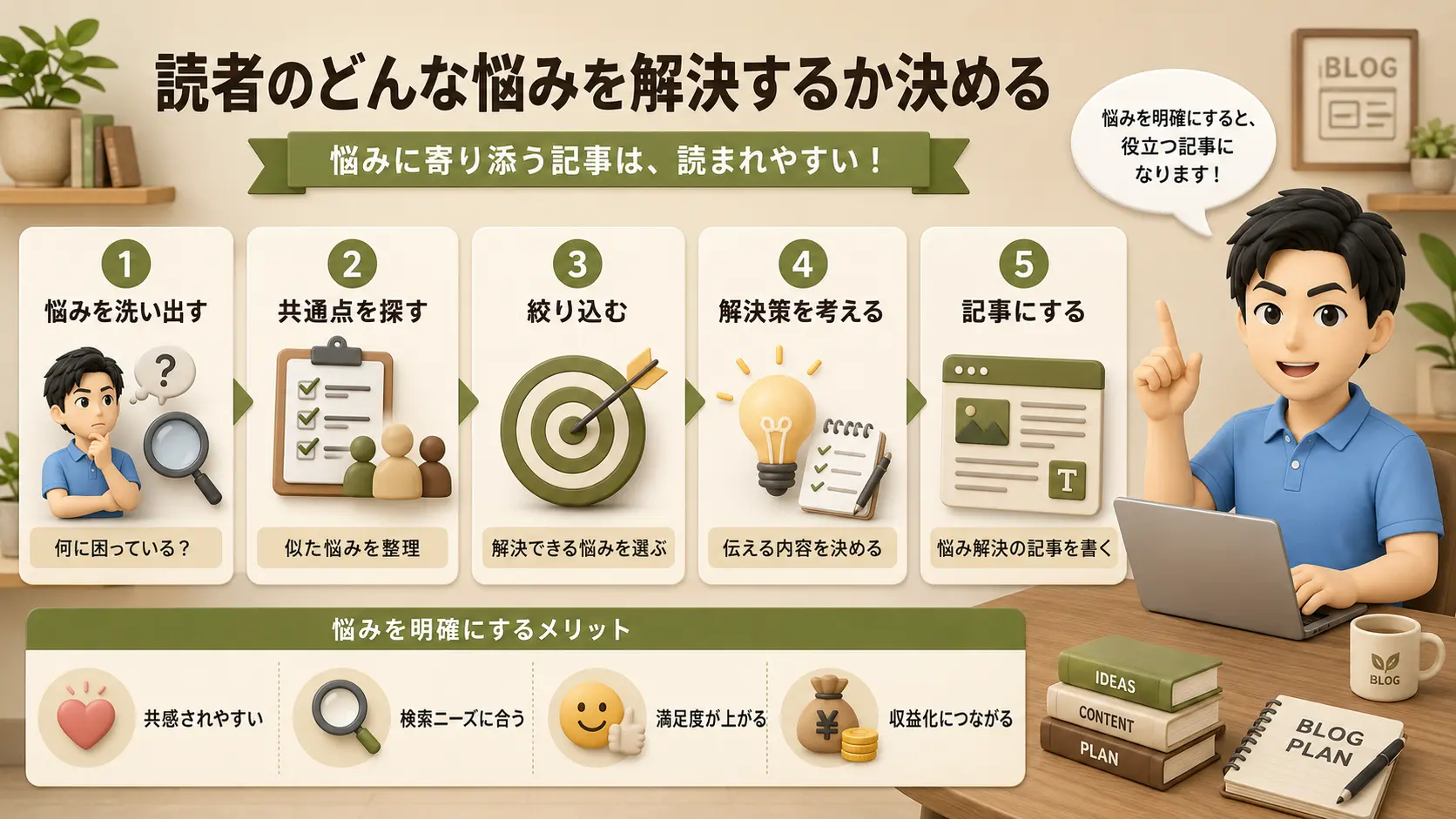 読者のどんな悩みを解決するか決める