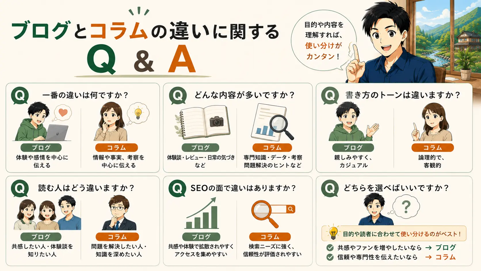 ブログとコラムの違いに関するQ&A