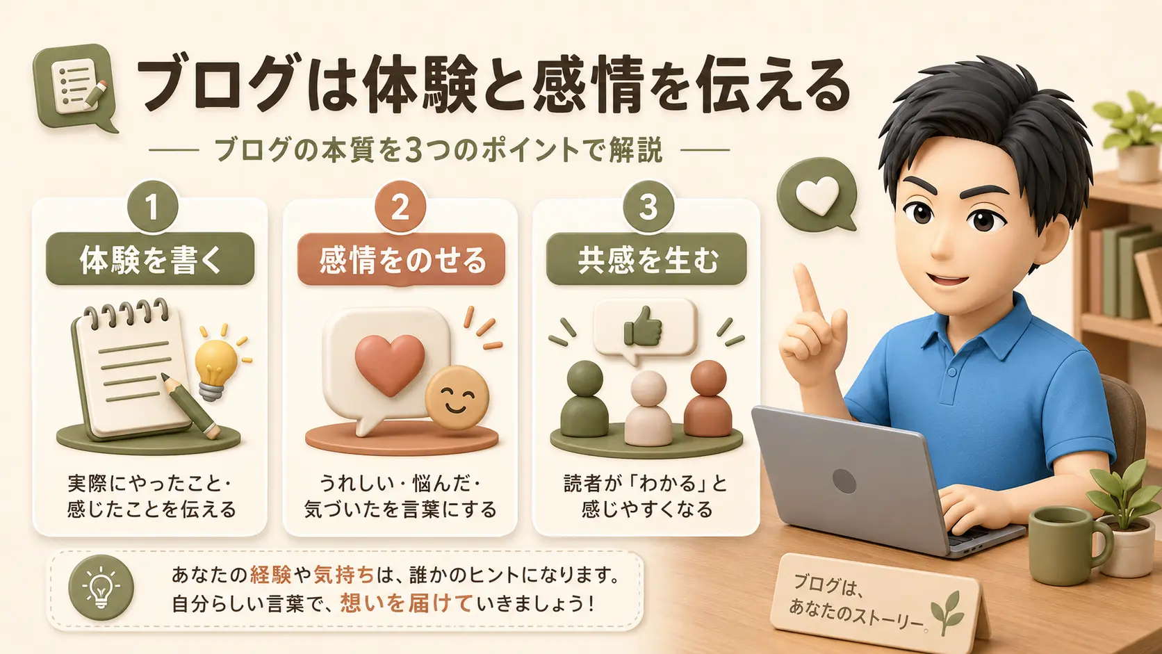 ブログは書き手の体験や感情を書くことが多い