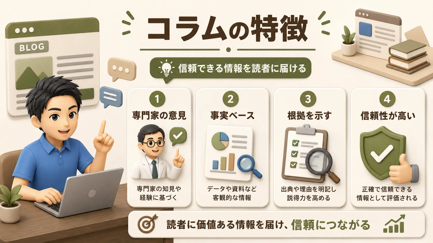 コラムは専門家の事実や根拠を述べることが多い