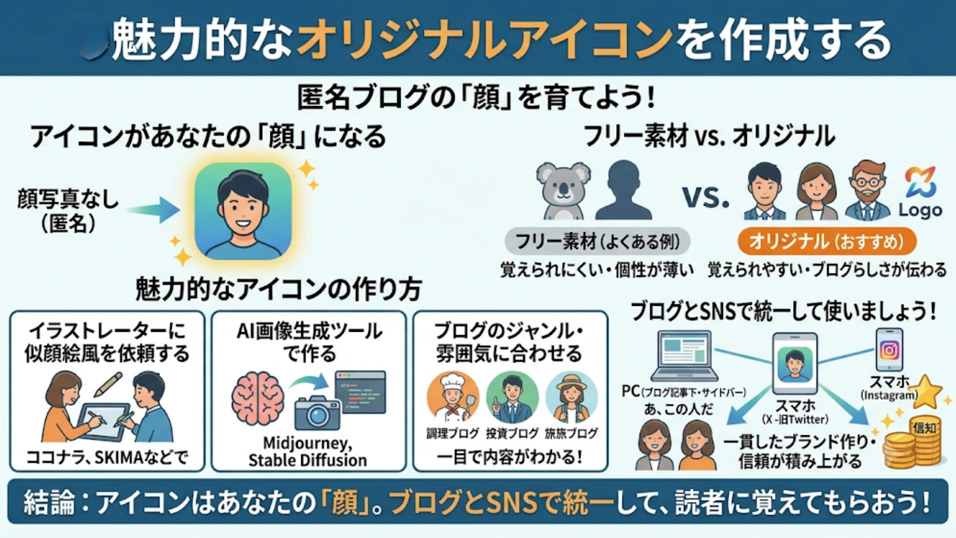 ②魅力的なオリジナルアイコンを作成する