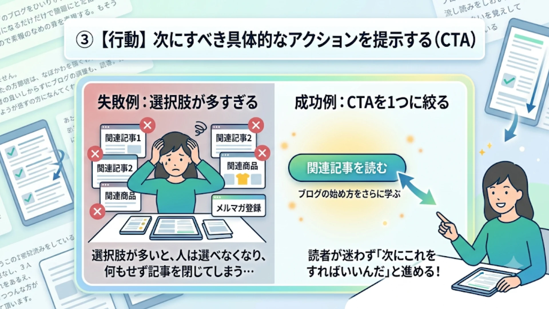 ③【行動】次にすべき具体的なアクションを提示する（CTA）