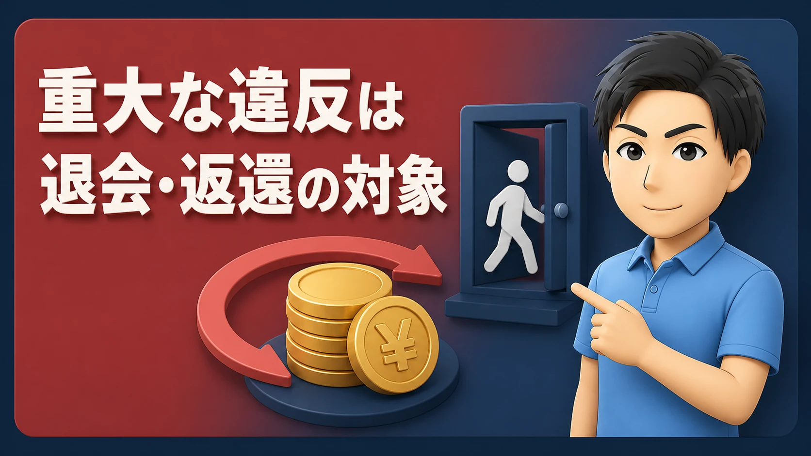 違反内容によっては強制退会や返還請求を受けるから