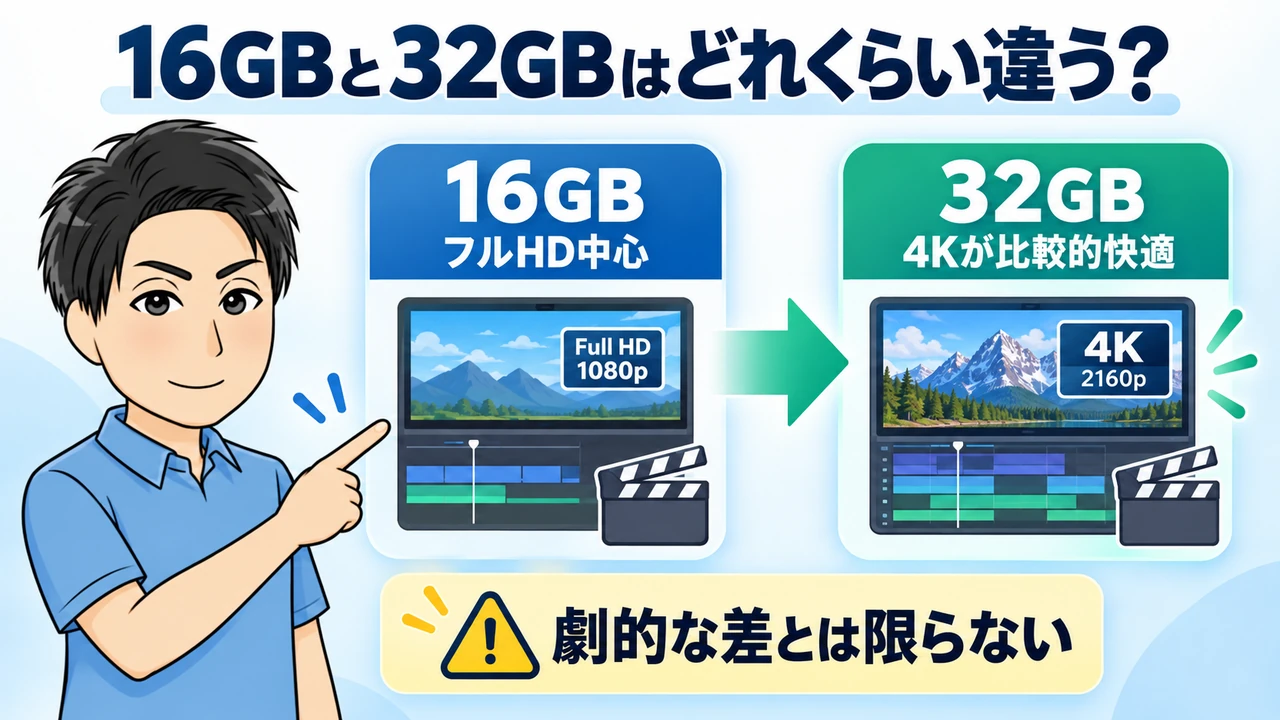 動画編集における16GBと32GBの違い
