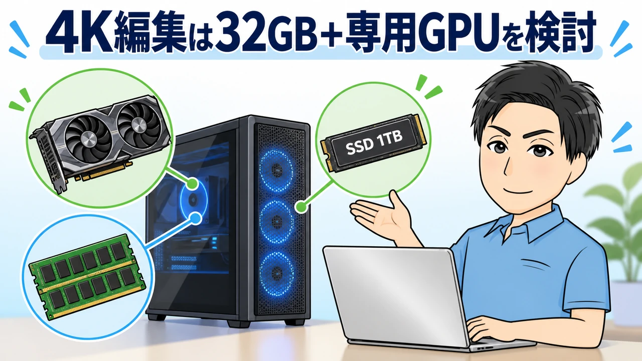4K動画編集におすすめのPCスペック