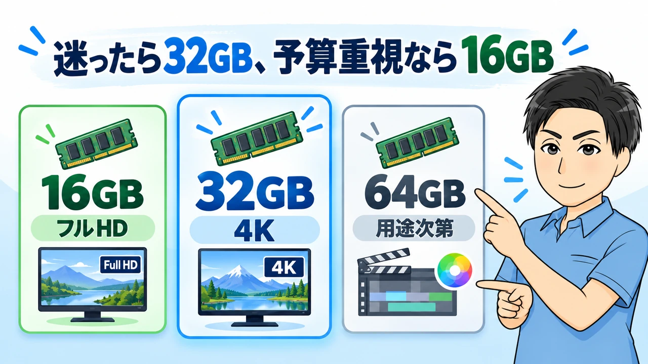 動画編集用メモリは32GBか16GBを選ぶ