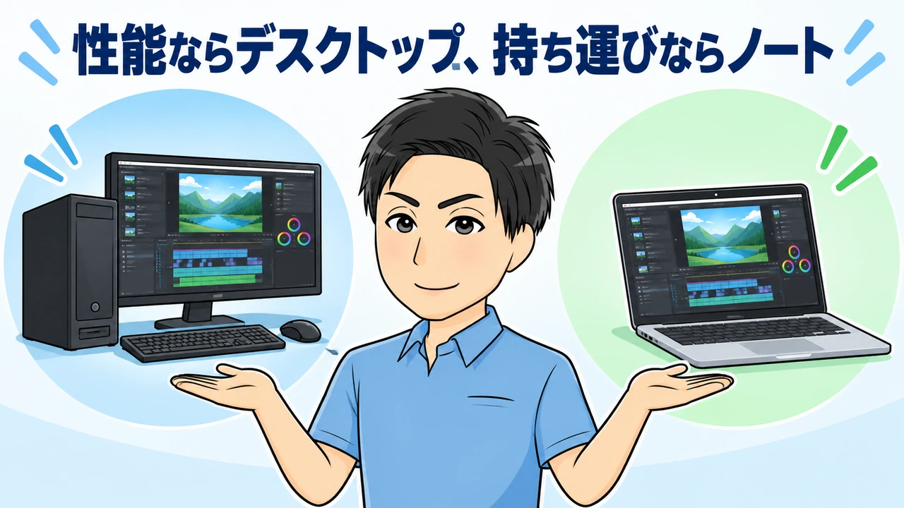 動画編集用デスクトップPCとノートPCの比較
