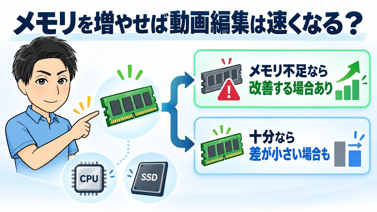 メモリ増設で動画編集が速くなる条件