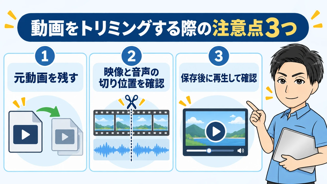 動画をトリミングするときの注意点