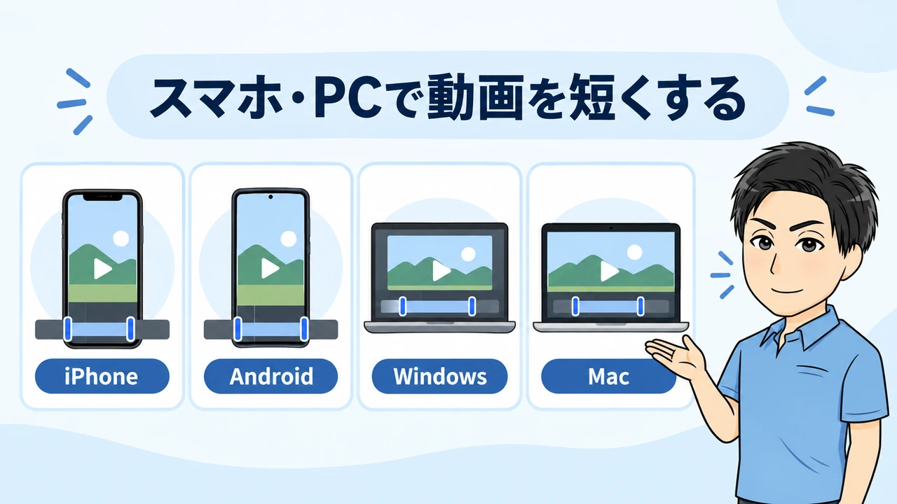 スマホとパソコンで動画を短くする方法