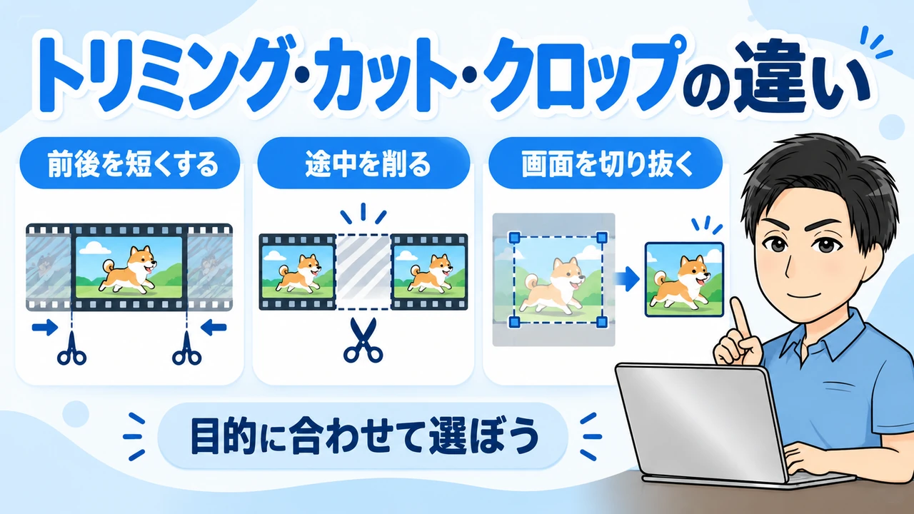動画編集のトリミングとカット・クロップの違いのまとめ