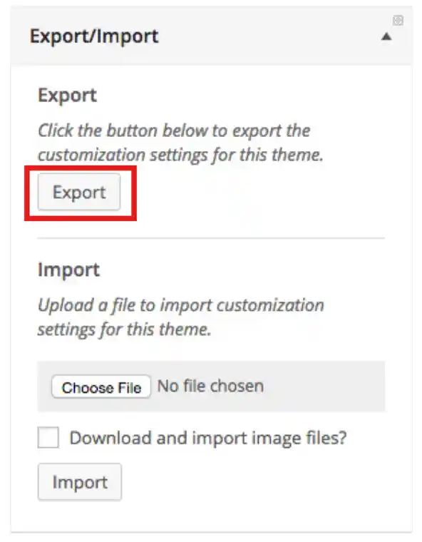 Customizer Export/Importのエクスポート用ボタン