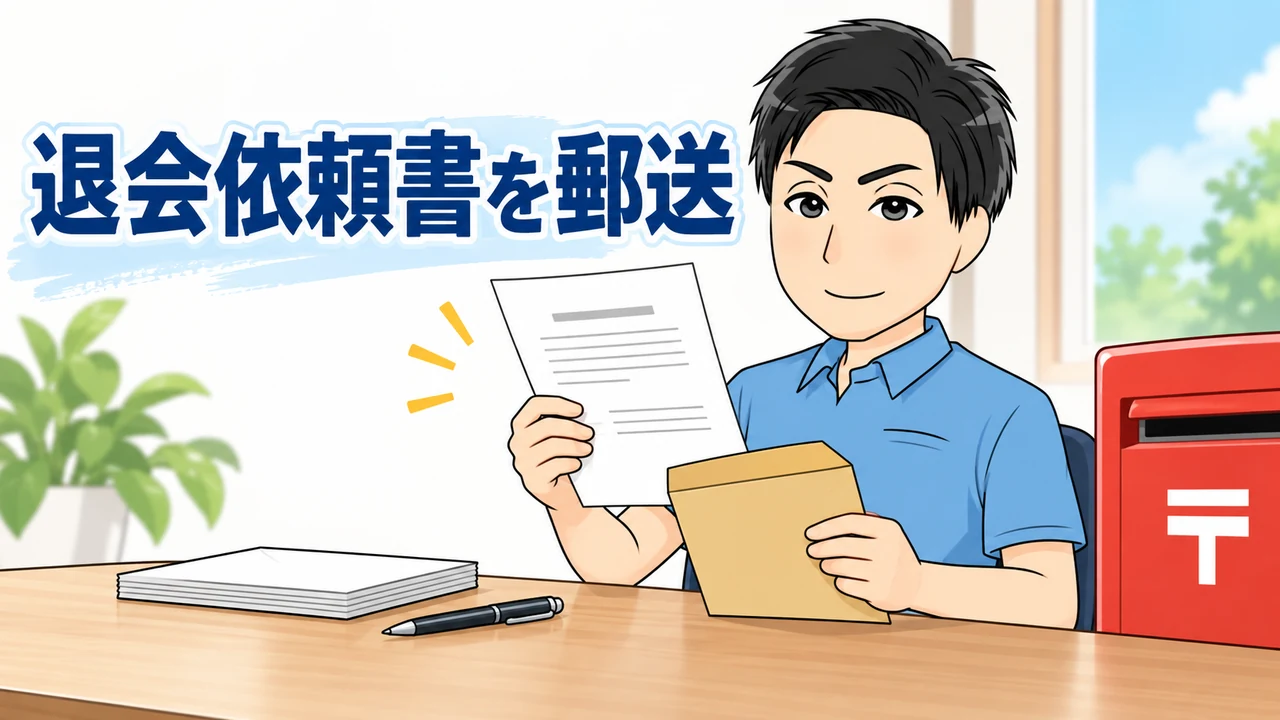 退会依頼書を記入して郵送する手続きのイメージ
