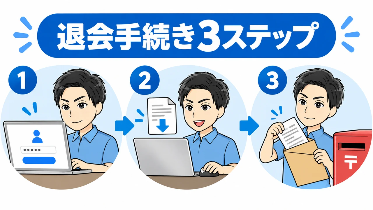 退会手続き3ステップ