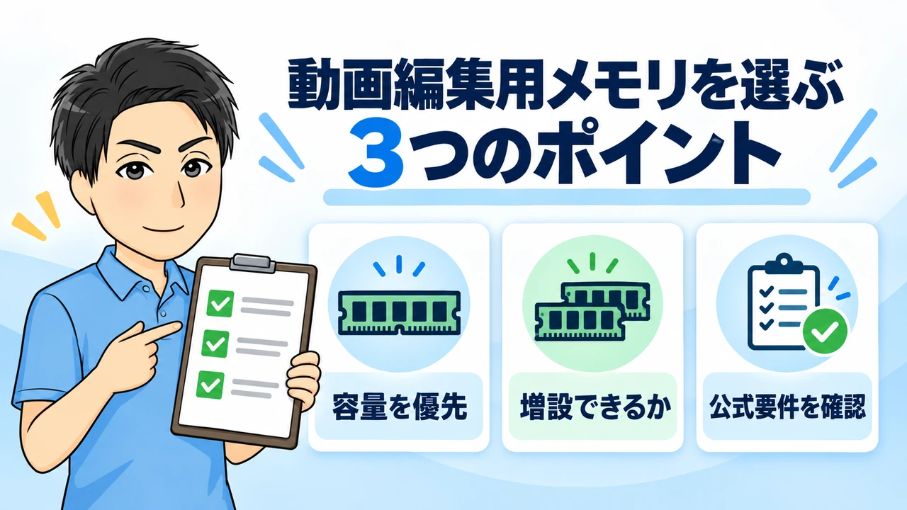動画編集用メモリを選ぶ3つのポイント