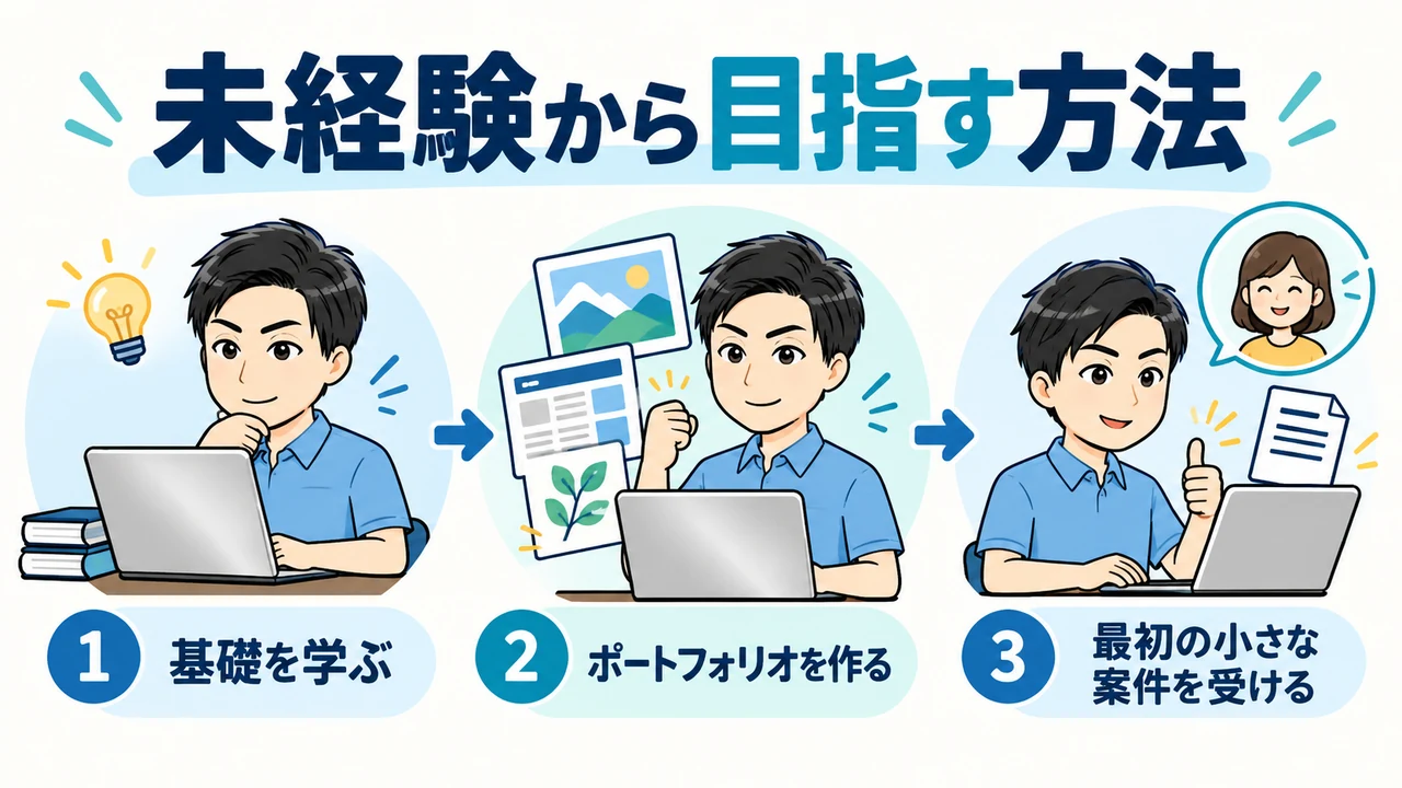 未経験者が基礎学習・作品作り・初案件へ進む流れ