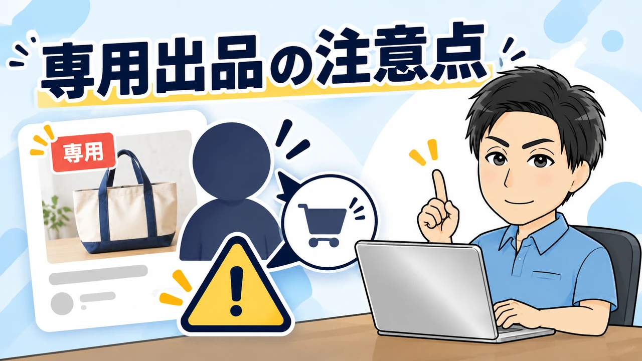 専用出品と横取りの注意点を説明する管理人